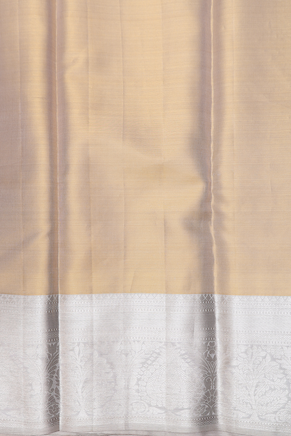 Kanchipuram Silk Saree In Yellow Tissue With Floral Design