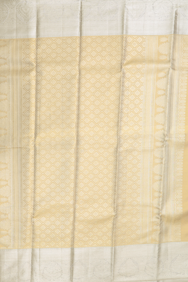 Kanchipuram Silk Saree In Olive Yellow With Floral Design