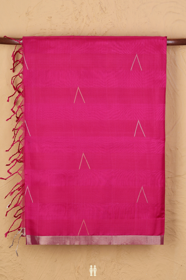 Soft Silk Organza Saree In Magenta With Zari Buttas