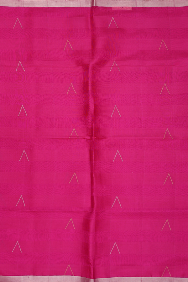 Soft Silk Organza Saree In Magenta With Zari Buttas