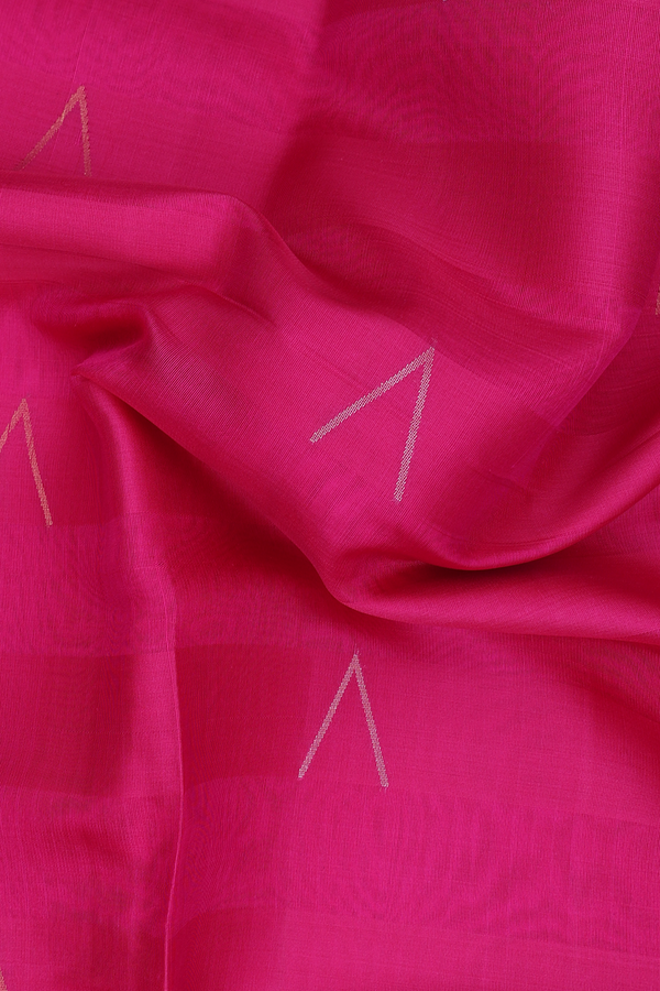 Soft Silk Organza Saree In Magenta With Zari Buttas