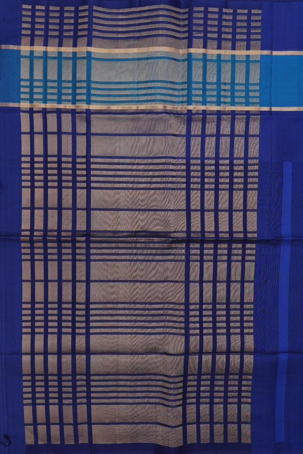 Soft Silk Saree In Shades Of Blue With Stripes Design