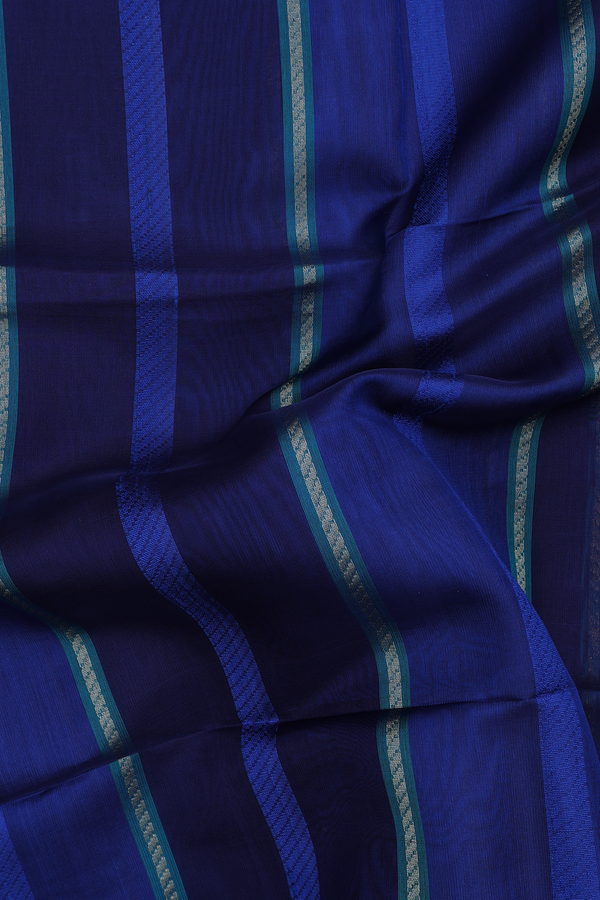 Soft Silk Saree In Shades Of Blue With Stripes Design