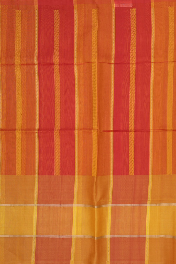 Soft Silk Organza Saree In Shades Of Orange With Stripes Design