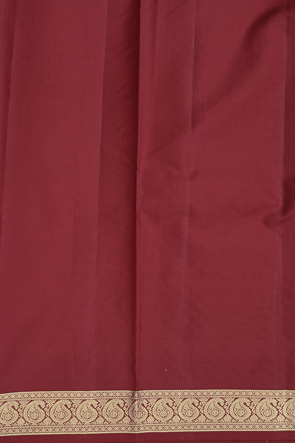 Kanchipuram Silk Saree Rust Red With Peacock Chakram Buttas