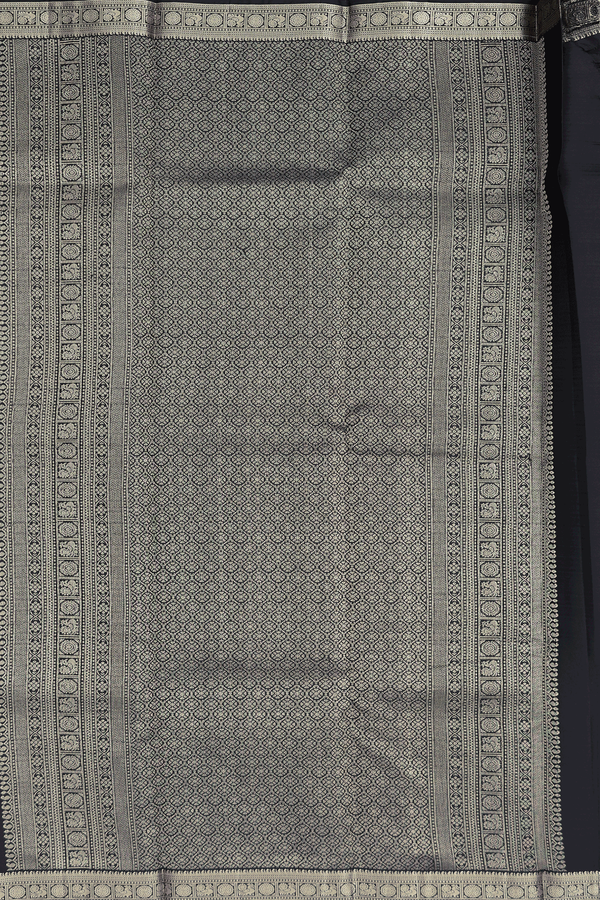 Kanchipuram Silk Saree In Black With Paisley Buttas