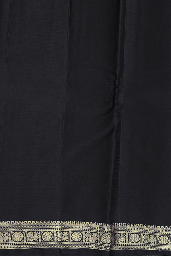Kanchipuram Silk Saree In Black With Paisley Buttas