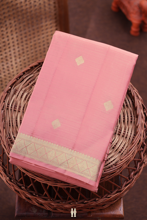 Kanchipuram Silk Saree In Pink With Diamond Buttas