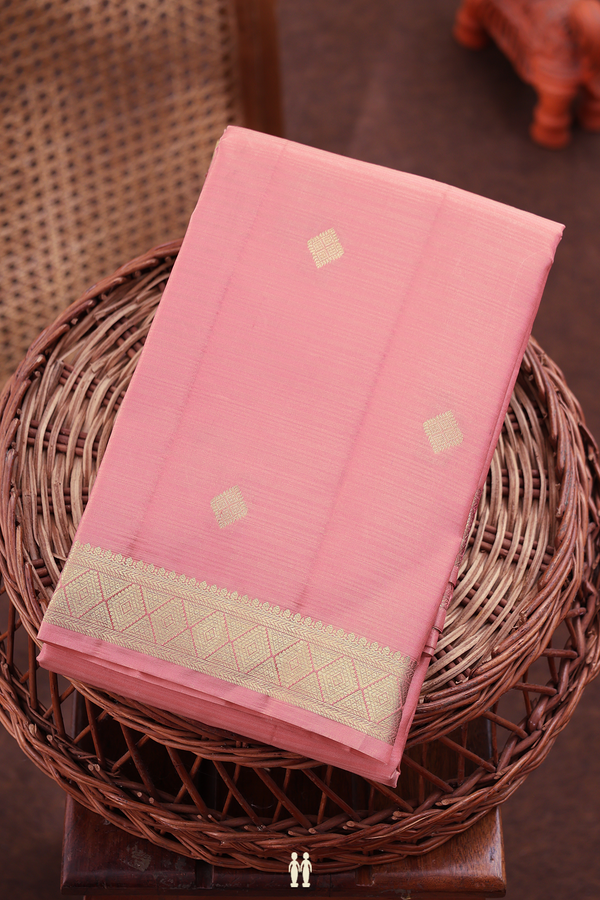 Kanchipuram Silk Saree In Pink With Diamond Buttas