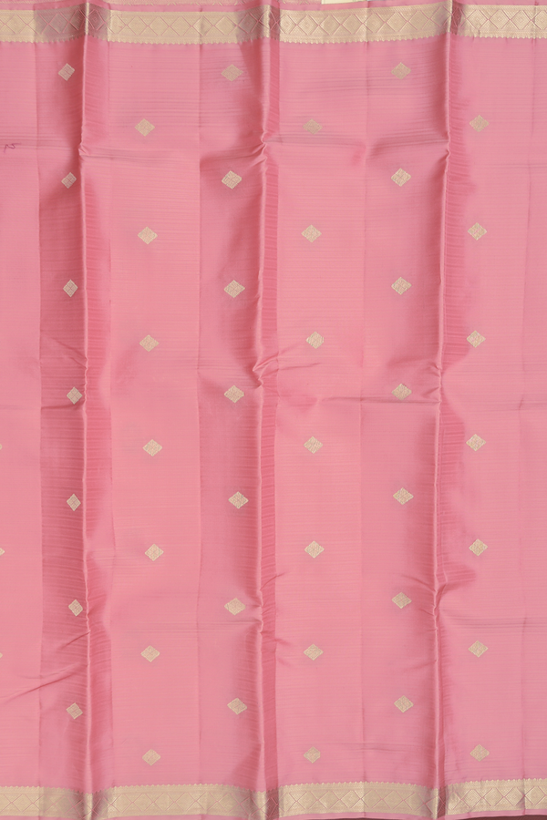 Kanchipuram Silk Saree In Pink With Diamond Buttas