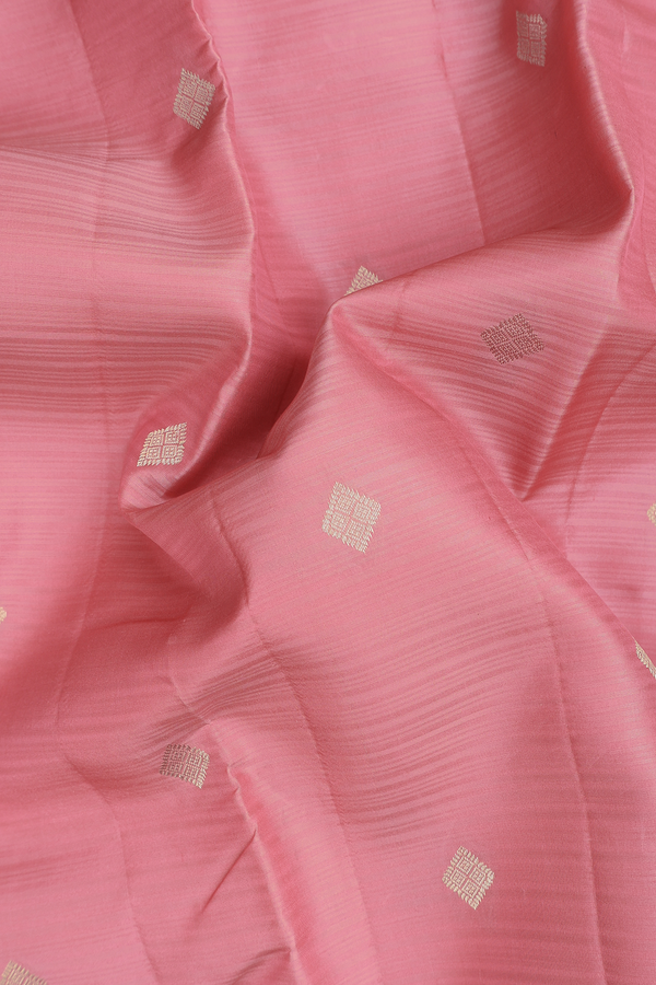 Kanchipuram Silk Saree In Pink With Diamond Buttas