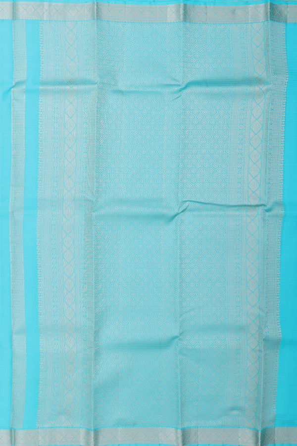 Kanchipuram Silk Saree In Light Blue With Diamond Buttas