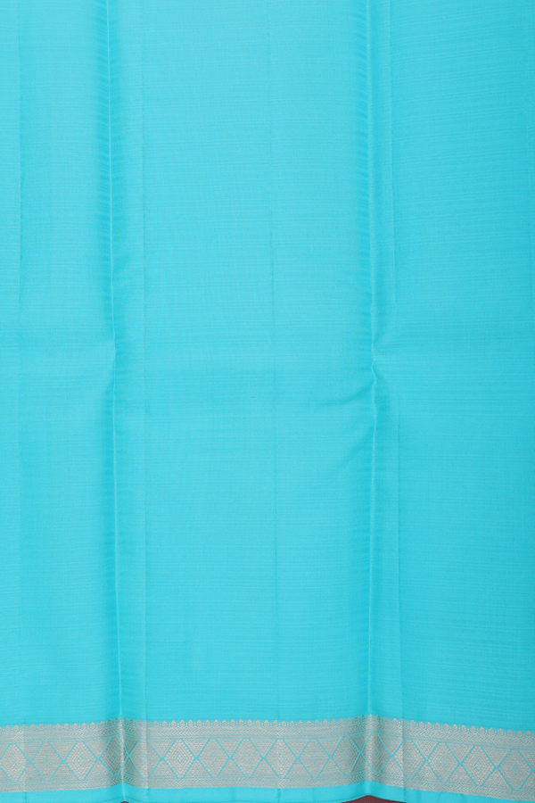 Kanchipuram Silk Saree In Light Blue With Diamond Buttas