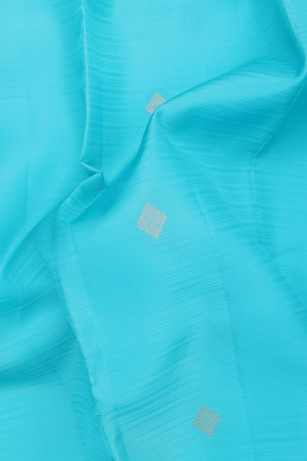 Kanchipuram Silk Saree In Light Blue With Diamond Buttas