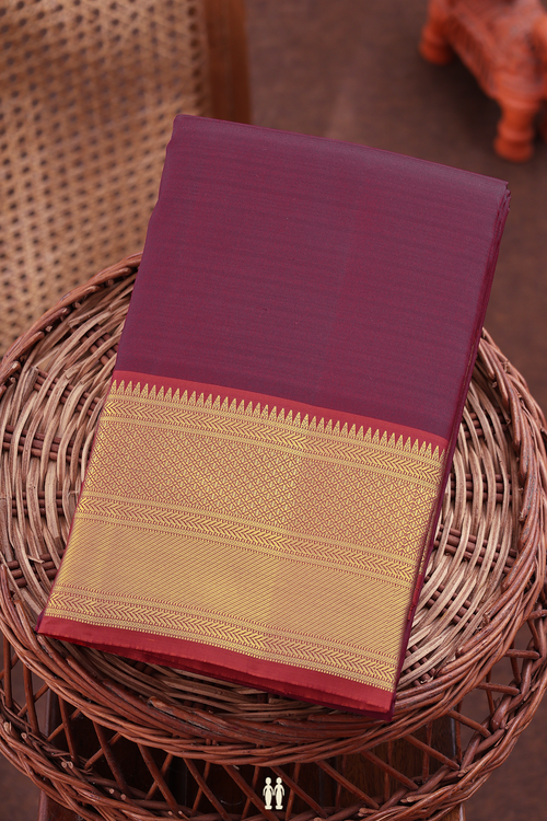 Kanchipuram Silk Saree Plain Burgundy With Contrast Border