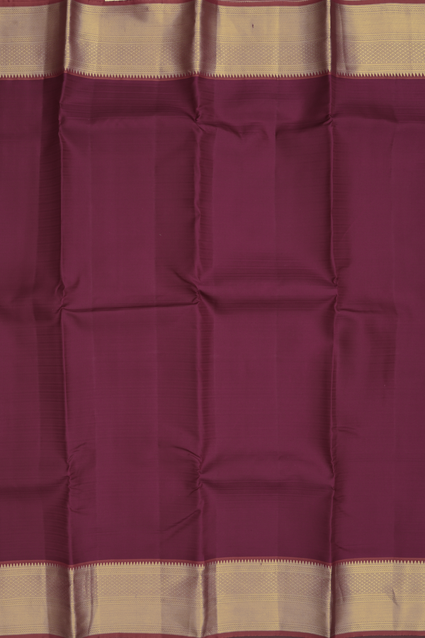 Kanchipuram Silk Saree Plain Burgundy With Contrast Border