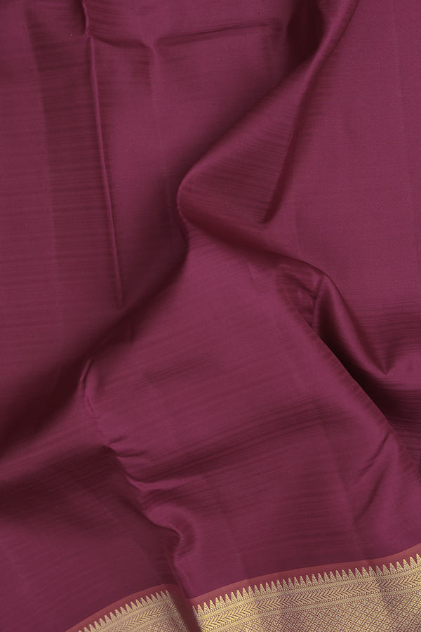Kanchipuram Silk Saree Plain Burgundy With Contrast Border