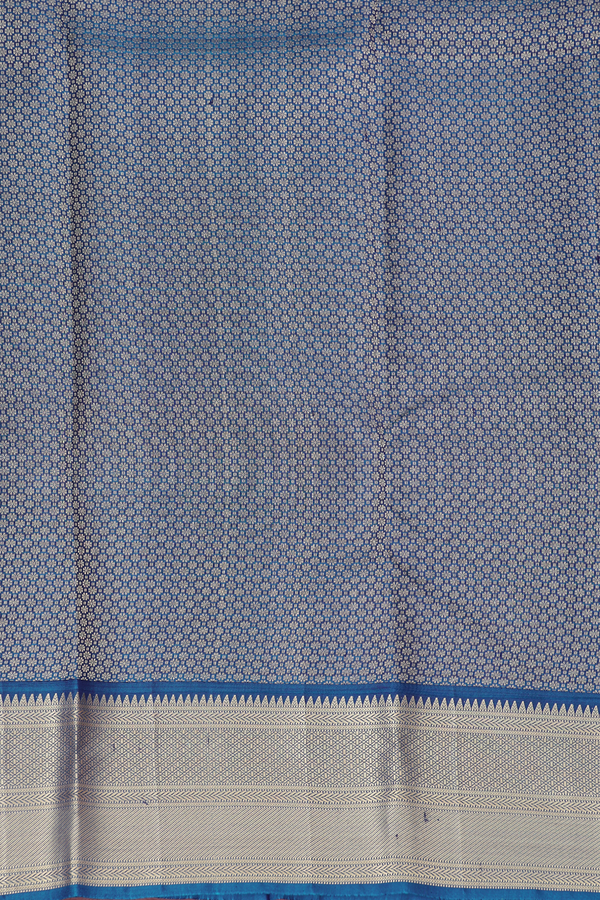 Kanchipuram Silk Saree In Navy Blue With Zari Border