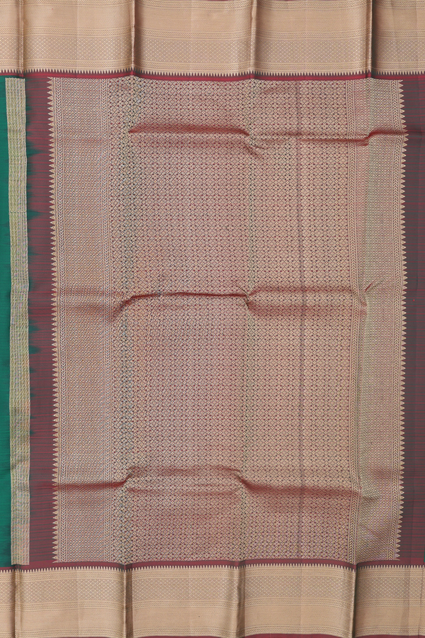 Kanchipuram Silk Saree In Forest Green With Zari Buttas