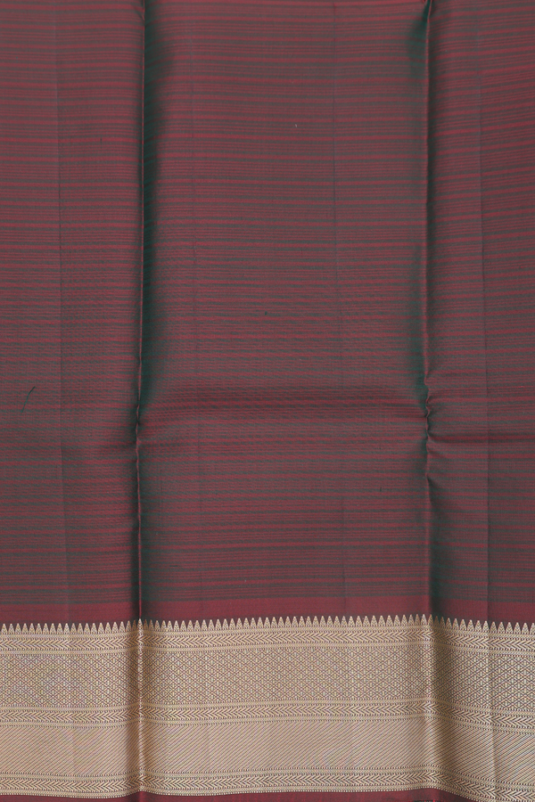Kanchipuram Silk Saree In Forest Green With Zari Buttas