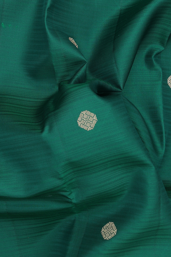 Kanchipuram Silk Saree In Forest Green With Zari Buttas