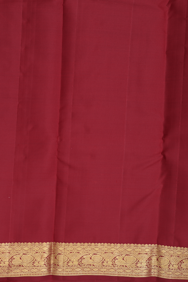 Kanchipuram Silk Saree In Crimson Red With Checks Design