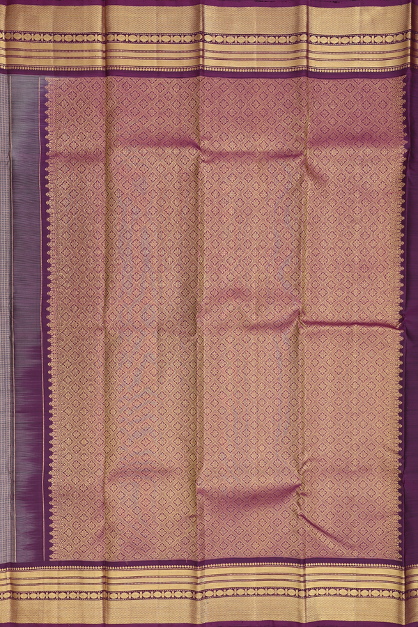 Kanchipuram Silk Saree In Cocoa Brown With Checks Design