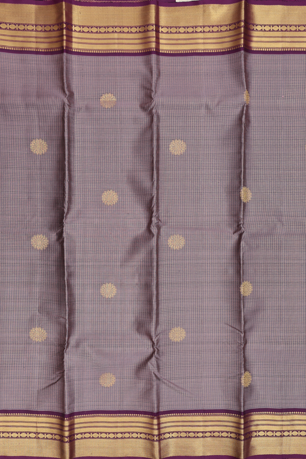 Kanchipuram Silk Saree In Cocoa Brown With Checks Design