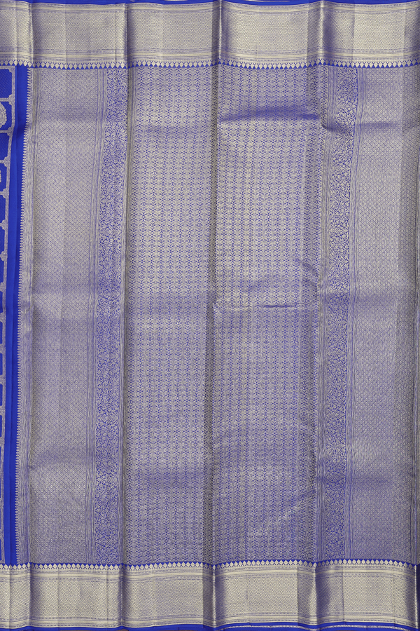 Kanchipuram Silk Saree In Royal Blue With Checks Design