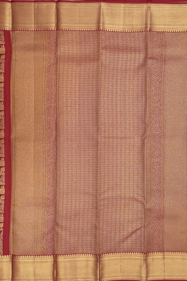 Kanchipuram Silk Saree In Crimson Red With Brocade Design