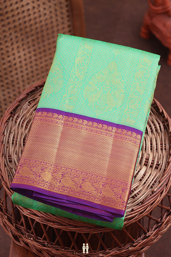 Kanchipuram Silk Saree In Green With Brocade Design