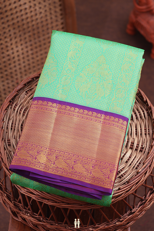 Kanchipuram Silk Saree In Green With Brocade Design