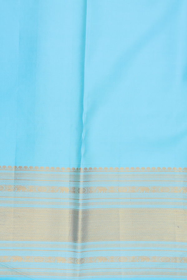 Kanchipuram Silk Saree In Light Blue With Brocade Design