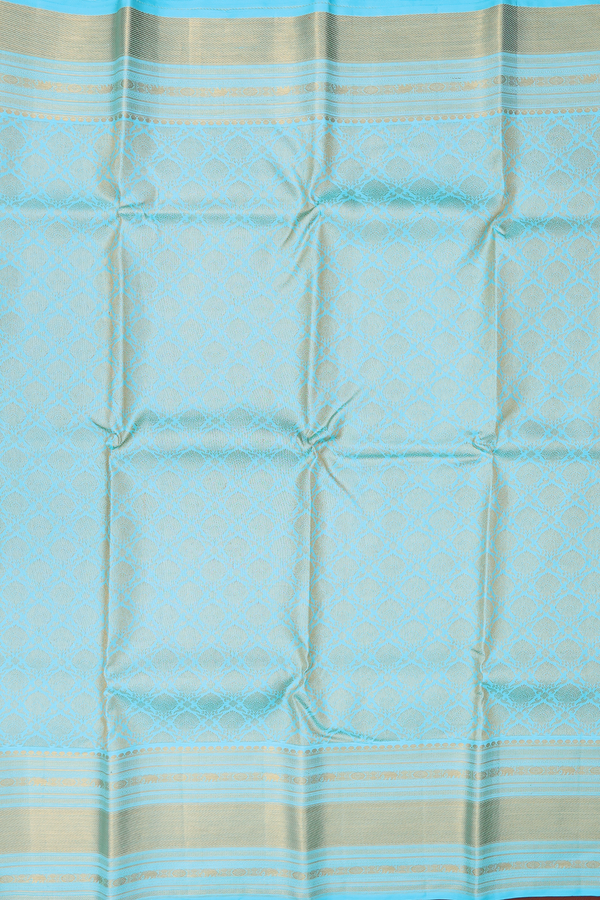 Kanchipuram Silk Saree In Light Blue With Brocade Design