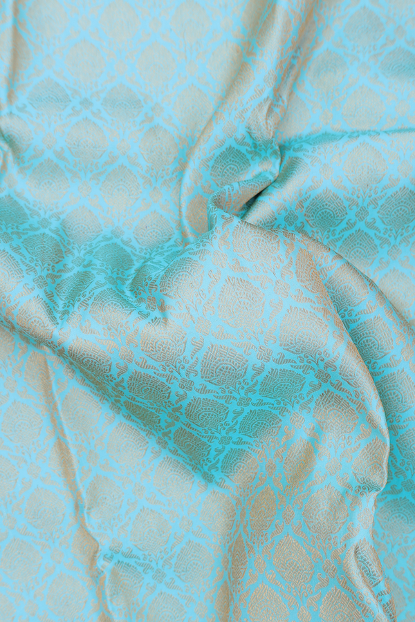 Kanchipuram Silk Saree In Light Blue With Brocade Design