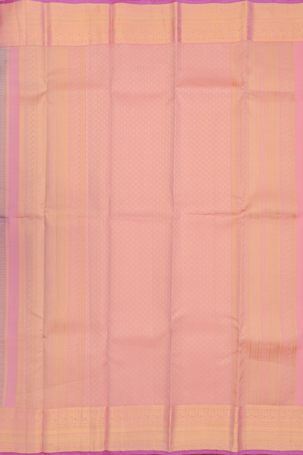 Kanchipuram Silk Saree In Purple Along Stripes With Buttas