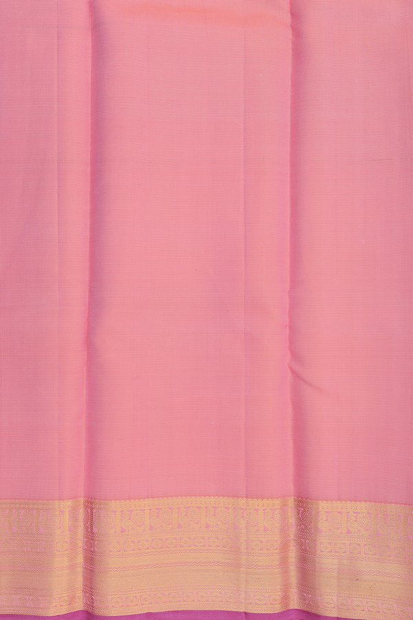 Kanchipuram Silk Saree In Purple Along Stripes With Buttas