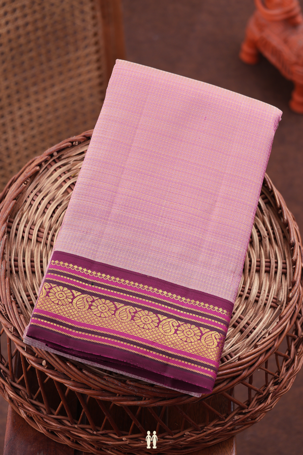 Kanchipuram Silk Saree In Pink With Checks Design