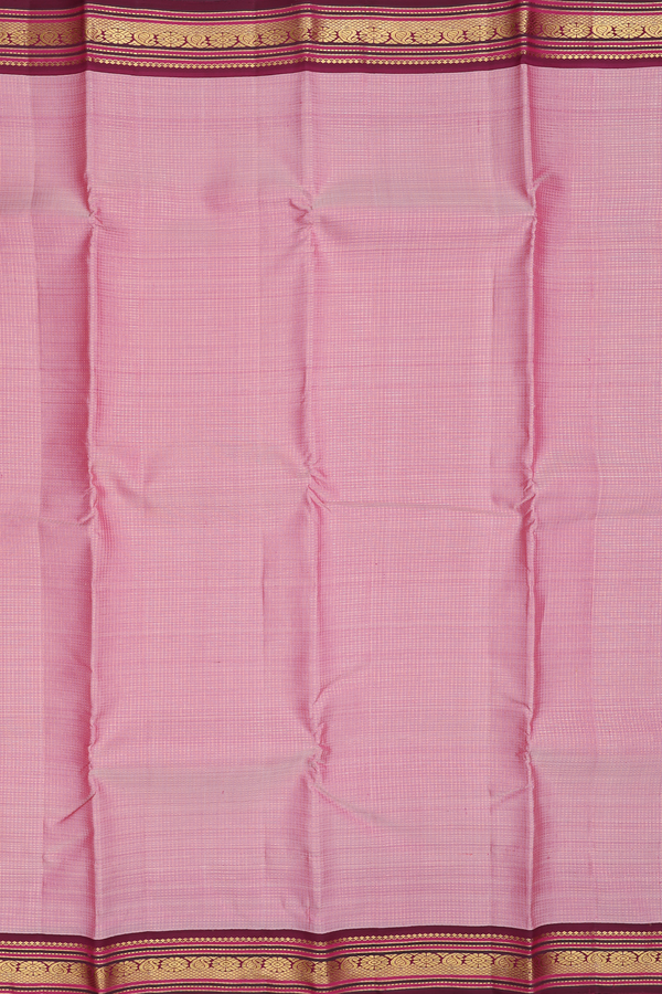 Kanchipuram Silk Saree In Pink With Checks Design
