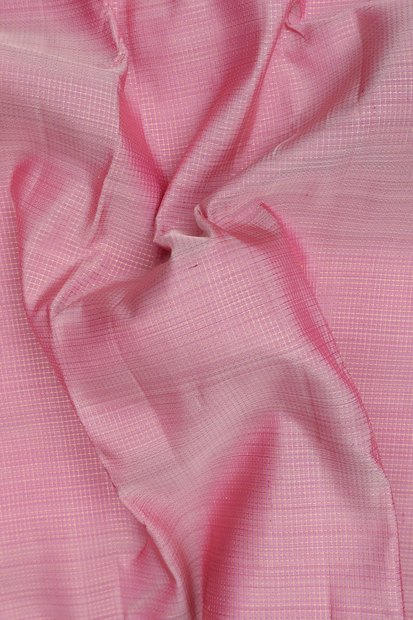 Kanchipuram Silk Saree In Pink With Checks Design