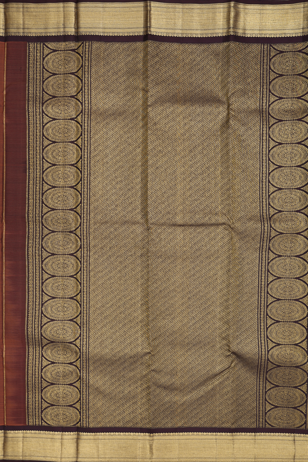 Kanchipuram Silk Saree In Rust Orange With Floral Buttas