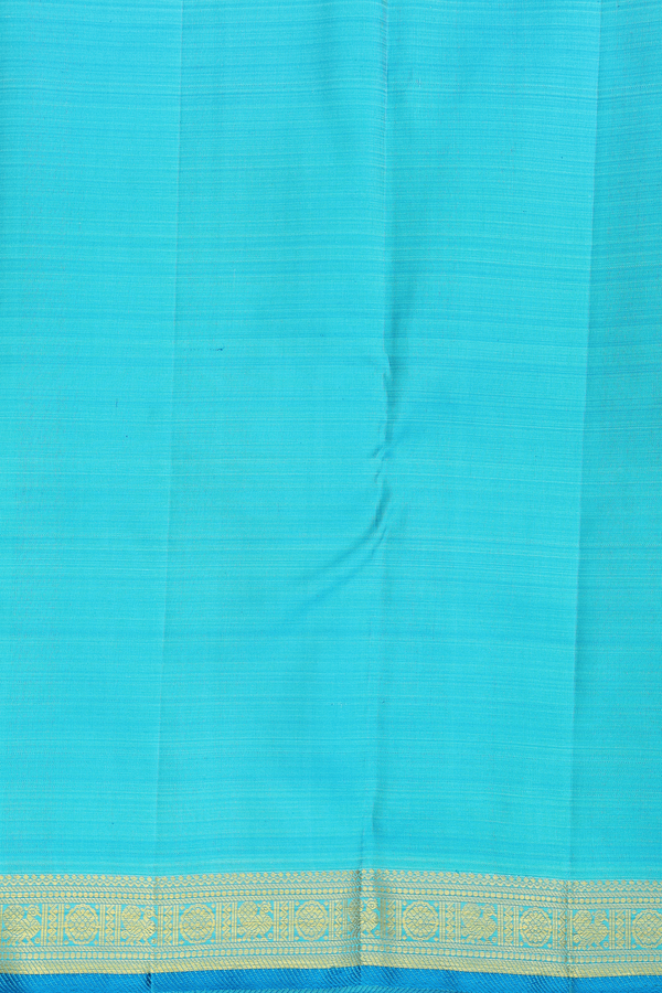 Kanchipuram Silk Saree In Pastel Blue With Zari Buttis