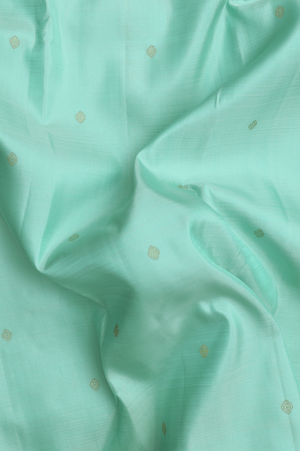 Kanchipuram Silk Saree In Pastel Blue With Zari Buttis