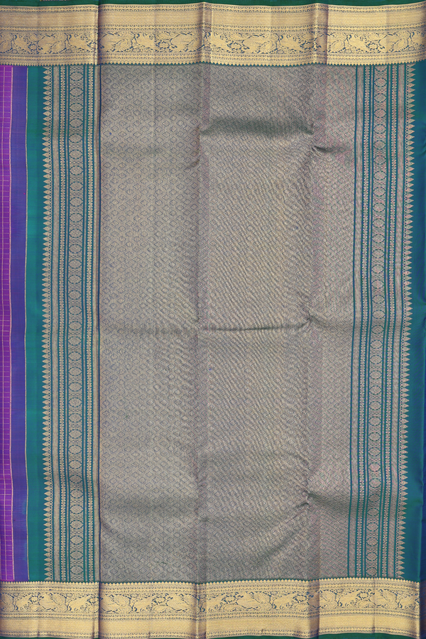 Kanchipuram Silk Saree In Purple With Checks Design