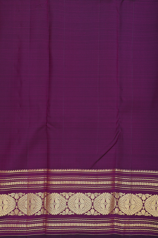 Kanchipuram Silk Saree In Coral Orange With Checks Design