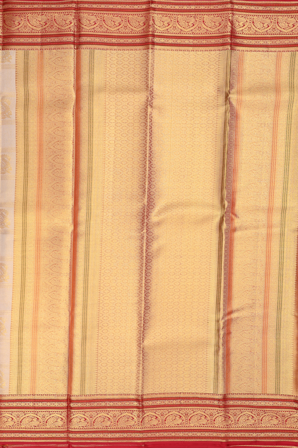Kanchipuram Silk Saree In Tissue Cream With Checks Design