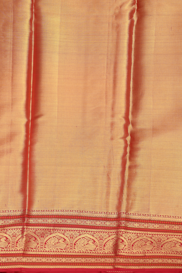 Kanchipuram Silk Saree In Tissue Cream With Checks Design