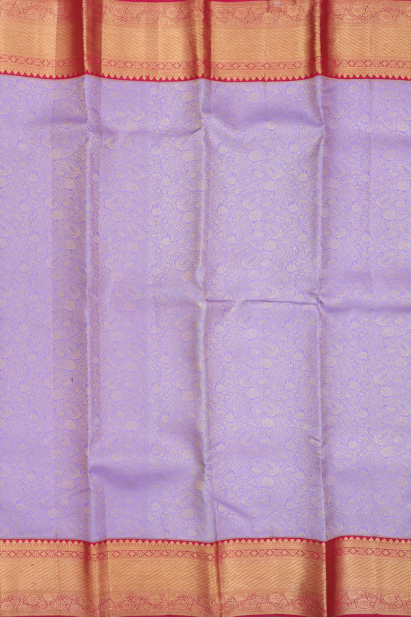 Kanchipuram Silk Saree In Pastel Purple With Floral Design