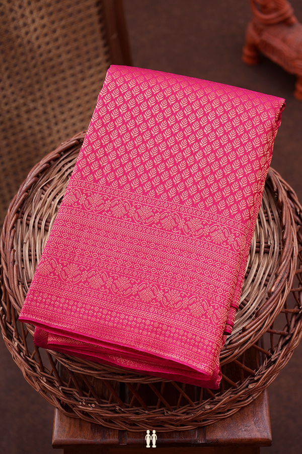Kanchipuram Silk Saree In Pink With Brocade Design