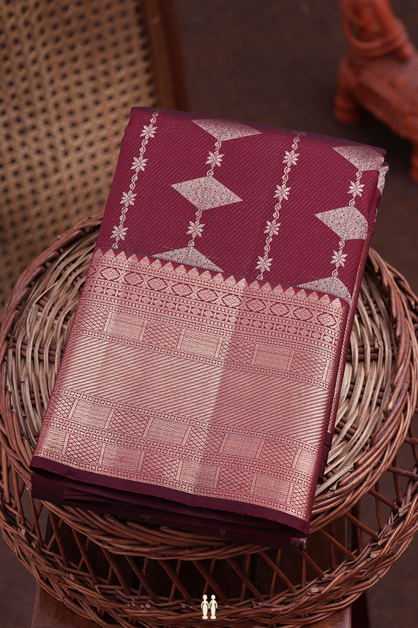 Kanchipuram Silk Saree In Brown With Zari Design